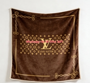 Gold Monogram LV Flannel Throw Blanket 340
